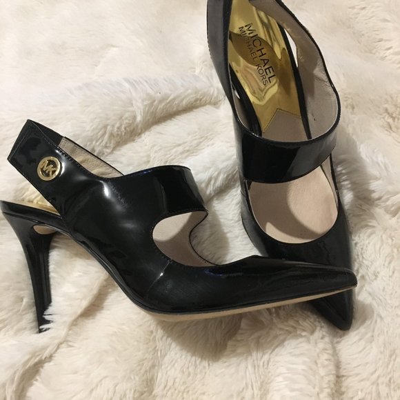 Michael Kors Sivian Sling Black patent Heels 6.5 - Picture 4 of 8